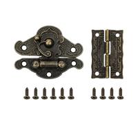 EaseSunny Charnière d'armoire, loquet à moraillon, matériel en bronze, design vintage, facile à installer, lot de 6 pièces pour boîte en bois, boîte à bijoux, coffre à outils
