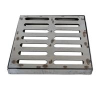 EaseSunny Grille d'évacuation carrée en acier inoxydable 201 très résistant à la rouille avec double rangée de trous pour bloc de débris, facile à installer avec cadre, 150 mm/200 mm/250 mm, argenté