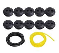 EaseSunny Œillet de réservoir de carburant pour débroussailleuse - Bague d'étanchéité en caoutchouc solide à 2 trous avec diamètre intérieur de 21 mm, comprend 1 m jaune (5 mm OD/3 mm ID) et 1 m noir