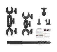 EaseSunny Kit de fixation pour moto Insta360 X5/X4 : pince de guidon rotative à 360° avec manche d'extension, stabilité double poignée pour vélo