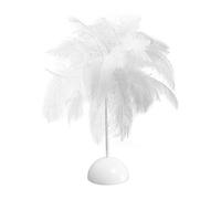 EaseSunny Lampe de table en plumes, lampe de chevet portable avec plumes en peluche et base stable, décoration facile à nettoyer pour chambre à coucher, salon, cadeau de mariage, blanc/rose