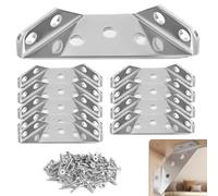 EaseSunny Lot de 10 équerres d'angle en acier inoxydable, support en L robuste, connecteur fixe à 3 côtés, support triangulaire épais pour meubles en bois, bibliothèque, table, renfort d'armoire, lot