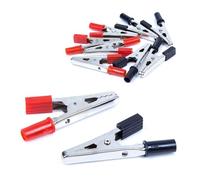 EaseSunny Lot de 10 pinces crocodiles isolées 5 A, connecteurs de batterie électrique, pinces rouges et noires avec dentelées pour test de mise à la terre
