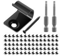 EaseSunny Lot de 100 clips de démarrage pour terrasse composite, fixations noires en acier inoxydable 316 avec vis et embouts de tournevis, compatibles avec différents styles de terrasse