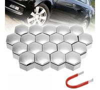 EaseSunny Lot de 20 cache-écrous de roue, cache-boulons, écrous de moyeu chromés de 22 mm, protection contre la rouille avec outil de démontage pour roues de voiture