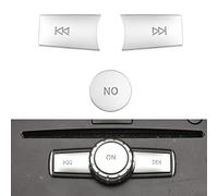 EaseSunny Lot de 3 caches de boutons de console centrale pour Mercedes W204 GLK X204 Chrome ABS Trim Sticker Decor 2011-2015