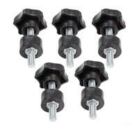EaseSunny Lot de 5 poignées de serrage M6 en forme d'étoile - En plastique noir - Insert en laiton - Pour machines-outils - Équipement de fitness - Meubles - Usage industriel