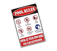 EaseSunny Panneau de sécurité Pool Rules - 20,3 x 30,5 cm - Plaque réfléchissante en aluminium pour parcs aquatiques, plages, piscines