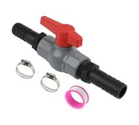 EaseSunny Robinet à boisseau sphérique en PVC avec connecteur de tuyau, vanne d'arrêt pour systèmes de tuyauterie d'irrigation de piscine, contrôle du débit fluide, pinces et ruban d'étanchéité, 1 1/4