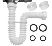 EaseSunny Tuyau de vidange flexible d'évier avec adaptateur, siphon d'évacuation des déchets de 3,8 cm et 3,8 cm, tuyau ondulé extensible de 20 à 80 cm pour cuisine, salle de bain, camping-car