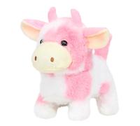 Easfan Jouet électronique interactif pour animaux de compagnie avec sons et mouvements, jouet éducatif en peluche avec vache rose pour garçons et filles, 17,8 cm, rose