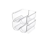 Eashaoo Casier à vin empilable, organiseur de rangement en plastique pour garde-manger, cave, congélateur, réfrigérateur, armoire de cuisine, support de bouteilles de vin (2 pièces-2 bouteilles)