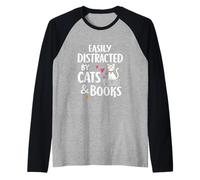 Easily Distracted by Cats and Books Cute Reader Manche Raglan