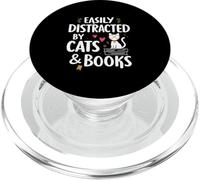 Easily Distracted by Cats and Books Cute Reader PopSockets PopGrip pour MagSafe