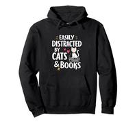 Easily Distracted by Cats and Books Cute Reader Sweat à Capuche