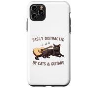 Easily Distracted by Cats and Guitars Black Cat Guitarist Coque pour iPhone 11 Pro Max