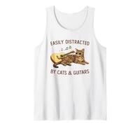 Easily Distracted by Cats and Guitars Tabby Cat Guitarist Débardeur