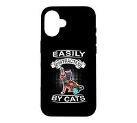 Easily Distracted by Cats Funny Kitten Cat Loves Coque pour iPhone 16