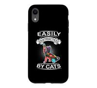 Easily Distracted by Cats Funny Kitten Cat Loves Coque pour iPhone XR