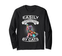 Easily Distracted by Cats Funny Kitten Cat Loves Manche Longue
