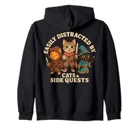 Easily Distracted by Cats & Side Quests Role-Playing Fantasy Sweat à Capuche