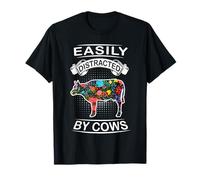 Easily Distracted by Cows Funny Animal Cow Loves T-Shirt