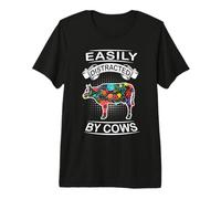 Easily Distracted by Cows Funny Animal Cow Loves T-Shirt Haut de Gamme