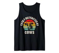 Easily Distracted by Cows Funny Farmer Meme Cow Cattle Lover Débardeur