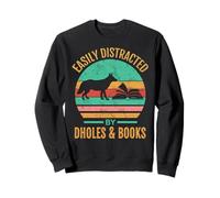 Easily Distracted by Dholes & Books Retro Wild Dogs Lover Sweatshirt