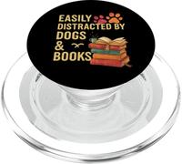 Easily Distracted by Dogs and Books Retro Reader PopSockets PopGrip pour MagSafe