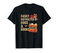 Easily Distracted by Dogs and Books Retro Reader T-Shirt