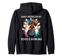Easily Distracted by Dogs and Bowling - Funny Bowler Animal Sweat à Capuche