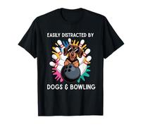 Easily Distracted by Dogs and Bowling - Funny Bowler Animal T-Shirt