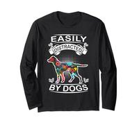 Easily Distracted by Dogs English Pointer Funny Dog Lover Manche Longue