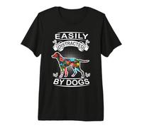 Easily Distracted by Dogs English Pointer Funny Dog Lover T-Shirt Haut de Gamme