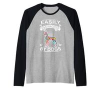 Easily Distracted by Dogs Pharaoh Hound Funny Dog Lover Manche Raglan