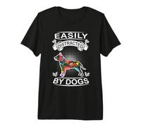 Easily Distracted by Dogs Pit Bull Funny Dog Lover T-Shirt Haut de Gamme