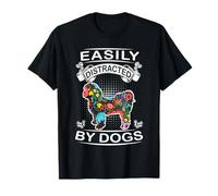 Easily Distracted by Dogs Shih Tzu Funny Flower Dog Lover T-Shirt