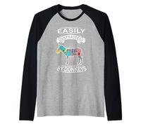 Easily Distracted by Donkeys Funny Animal Donkey Loves Manche Raglan