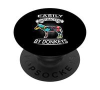 Easily Distracted by Donkeys Funny Animal Donkey Loves PopSockets PopGrip Adhésif