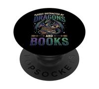 Easily Distracted by Dragons and Books Rat De Bibliothèque PopSockets PopGrip Adhésif