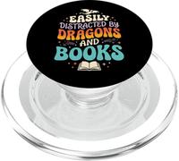 Easily Distracted by Dragons and Books Rat De Bibliothèque PopSockets PopGrip pour MagSafe
