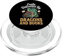 Easily Distracted by Dragons and Books Rat De Bibliothèque PopSockets PopGrip pour MagSafe
