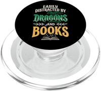 Easily Distracted by Dragons and Books Rat De Bibliothèque PopSockets PopGrip pour MagSafe