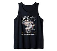 Easily Distracted By Dragons And Books Reading Lovers Gift Débardeur