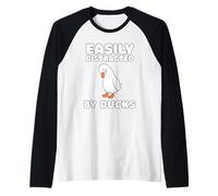 Easily Distracted By Ducks Funny Duck Lover Men Women Kids Manche Raglan