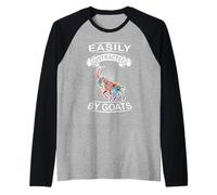 Easily Distracted by Goats Funny Animal Goat Loves Manche Raglan