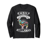 Easily Distracted by Llamas Funny Animal Llama Loves Manche Longue