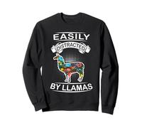 Easily Distracted by Llamas Funny Animal Llama Loves Sweatshirt
