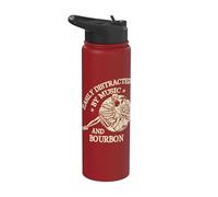 Easily Distracted By Music And Bourbon Skeleton Stainless Steel Insulated Water Bottle